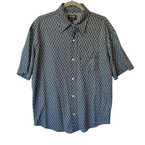 BC Ethic Button up shirt XL Black gray Wavy Semi sheer Rockabilly Short sleeve